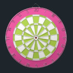 Dart Board: wit, Limoen en roze Dartbord<br><div class="desc">Wit,  Limoen en roze gekleurd kunstbordspel met 6 messenmakertjes</div>