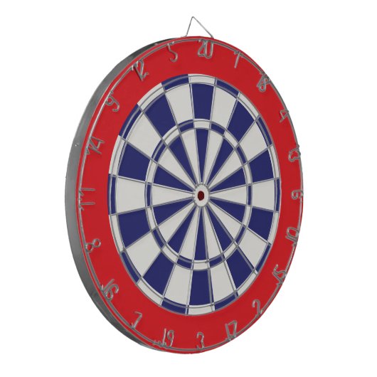 Dart Board: Wit, marineblauw en rood Dartbord (Voorkant Links)
