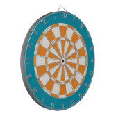 Dart Board: Wit, Oranje, en Blauwgroen Dartbord (Voorkant Links)