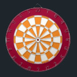 Dart Board: Wit, Oranje en leeuwen Dartbord<br><div class="desc">Wit,  Oranje en maroon gekleurd kunstbordspel met 6 messenmakertjes</div>