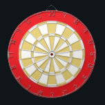 Dart Board: wit, oud goud en rood Dartbord<br><div class="desc">Wit,  oud goud en rood gekleurd dart-spel met 6 messing harten</div>