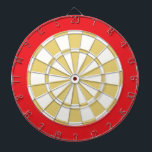 Dart Board: wit, oud goud en rood Dartbord<br><div class="desc">Wit, oud goud en rood gekleurd dart-spel met 6 messing harten</div>