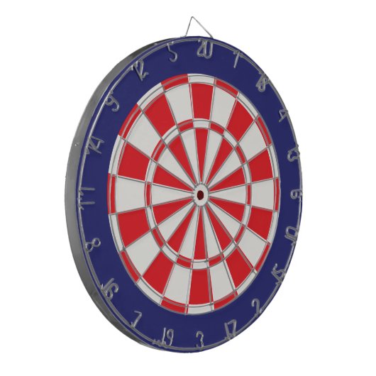 Dart Board: Wit, rood en marineblauw Dartbord (Voorkant Links)