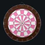 Dart Board: wit, roze en bruin Dartbord<br><div class="desc">Wit,  roze en bruin gekleurd kunstbordspel met 6 messenmakertjes</div>