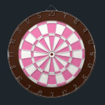 Dart Board: wit, roze en bruin Dartbord<br><div class="desc">Wit,  roze en bruin gekleurd kunstbordspel met 6 messenmakertjes</div>