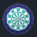 Dart Board: wit, Turquoise en marineblauw Dartbord<br><div class="desc">White,  Turquoise en Navy Blue Colored Dart Board game,  inclusief 6 Brass Darts</div>