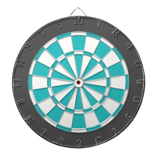 Dart Board: Wit, Turquoise en steenkoolgrijs Dartbord (Voorkant)