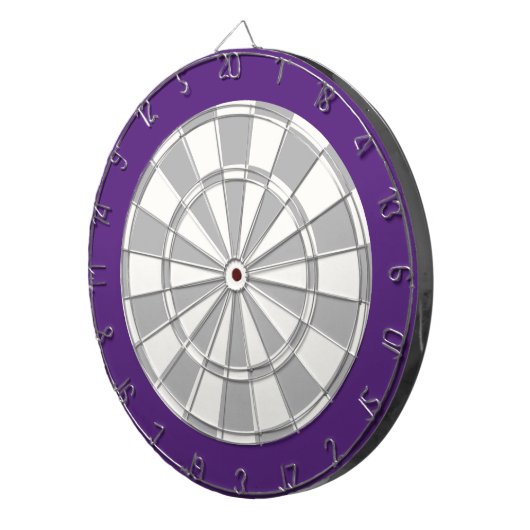 Dart Board: Wit, zilver grijs en Paars Dartbord (Voorkant Rechts)