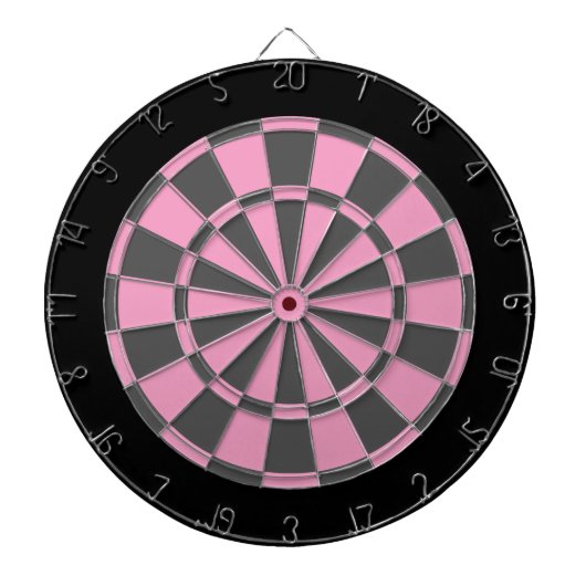 Dart Board: Zacht roze, grijs en zwart Dartbord (Voorkant)