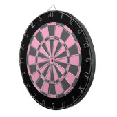 Dart Board: Zacht roze, grijs en zwart Dartbord (Voorkant Rechts)
