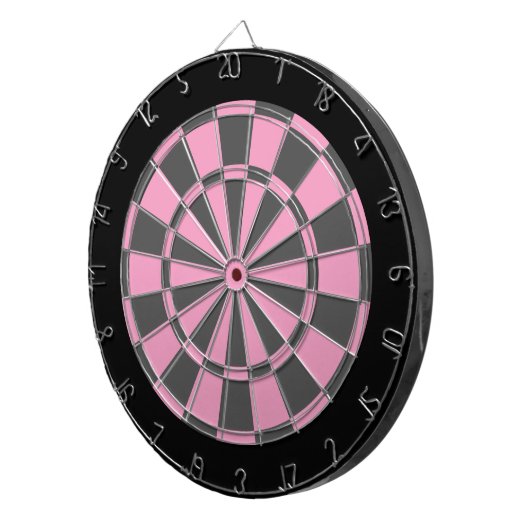 Dart Board: Zacht roze, grijs en zwart Dartbord (Voorkant Rechts)
