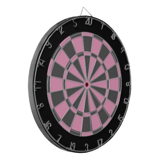 Dart Board: Zacht roze, grijs en zwart Dartbord (Voorkant Links)