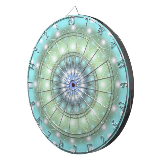 Dart Board Zacht Turquoise Mandala Dartbord (Voorkant Rechts)