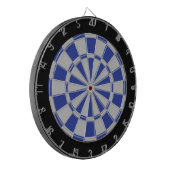 Dart Board: zilver grijs, blauw en zwart Dartbord (Voorkant Links)