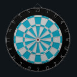 Dart Board: Zilver grijs, Blauwgroen en zwart Dartbord<br><div class="desc">Zilver grijs,  Blauwgroen en zwart gekleurd dart-spel met 6 messing</div>