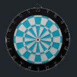 Dart Board: Zilver grijs, Blauwgroen en zwart Dartbord<br><div class="desc">Zilver grijs,  Blauwgroen en zwart gekleurd dart-spel met 6 messing</div>