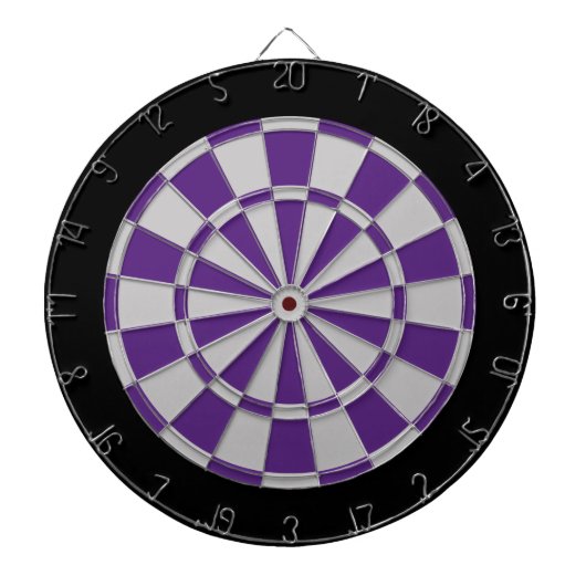 Dart Board: Zilver grijs, Paars en zwart Dartbord (Voorkant)