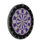 Dart Board: Zilver grijs, Paars en zwart Dartbord (Voorkant Links)