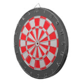 Dart Board: Zilver grijs, rood en houtskool Dartbord (Voorkant Rechts)