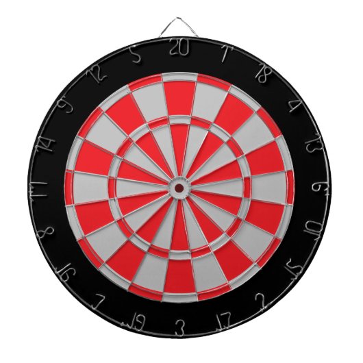Dart Board: Zilver grijs, rood en zwart Dartbord (Voorkant)