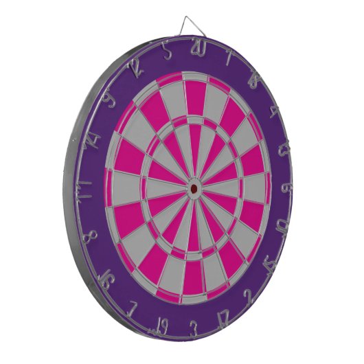 Dart Board: zilver grijs, roze en Paars Dartbord (Voorkant Links)