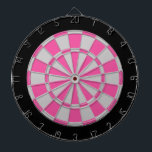 Dart Board: Zilver grijs, roze en zwart Dartbord<br><div class="desc">Zilver grijs,  roze en zwart gekleurd dart-spel met 6 messing</div>