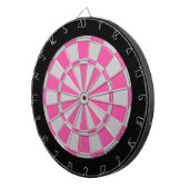 Dart Board: Zilver grijs, roze en zwart Dartbord (Voorkant Rechts)