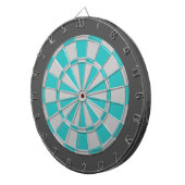 Dart Board: Zilver grijs, Turquoise en houtskool Dartbord (Voorkant Rechts)