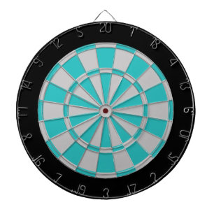 Dart Board: zilver grijs, Turquoise en zwart Dartbord