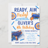 Dart-feest verjaardagsuitnodiging | Dart-pistool Kaart (Voorkant)