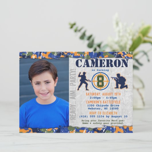 Dart Foto Militair Verjaardagsfeest Camouflage Sol Kaart (Staand voorkant)