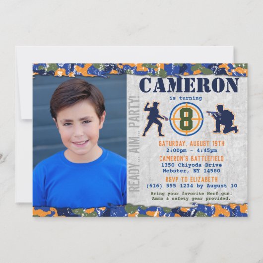 Dart Foto Militair Verjaardagsfeestje Camo Soldate Kaart (Voorkant)