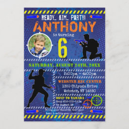 Dart foto uitnodigen Dart Pistool verjaardagsfeest Kaart