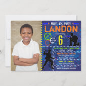 Dart foto uitnodigen Dart Pistool verjaardagsfeest Kaart (Voorkant)