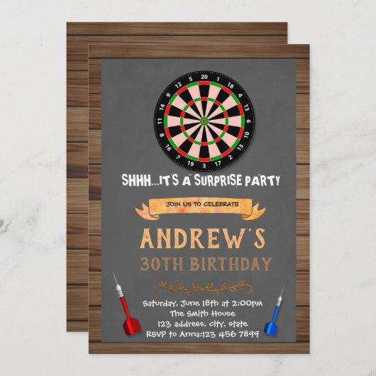 Dart game-uitnodiging kaart (Voorkant / Achterkant)