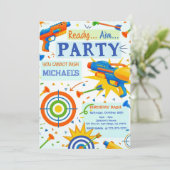 Dart Gun Birthday Invitation Kaart (Staand voorkant)