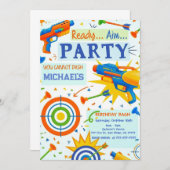 Dart Gun Birthday Invitation Kaart (Voorkant / Achterkant)