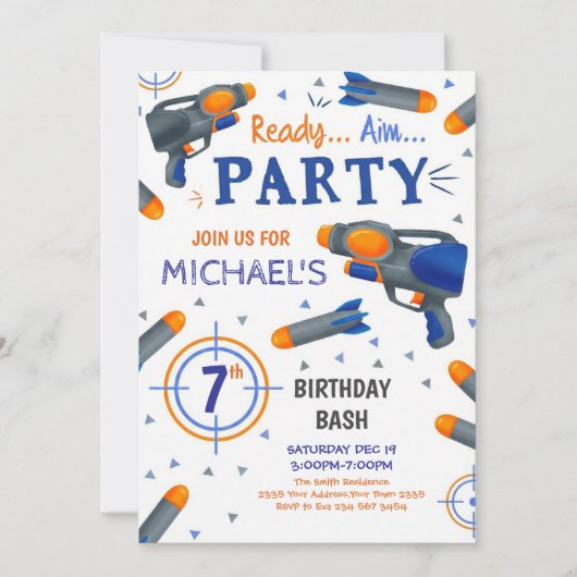 Dart Gun Birthday Kaart (Voorkant)