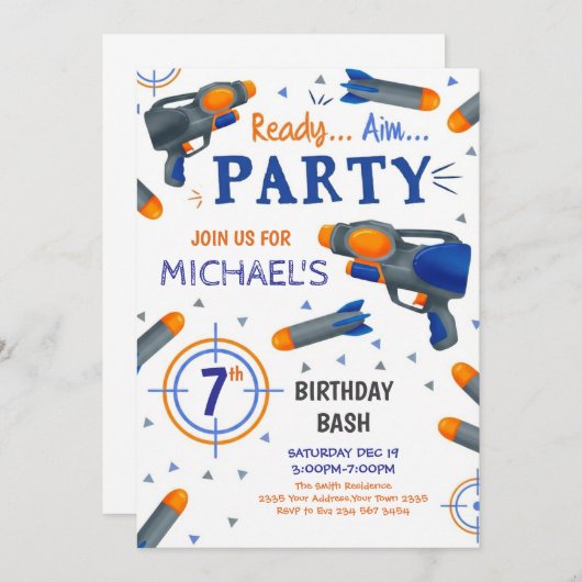 Dart Gun Birthday Kaart (Voorkant / Achterkant)