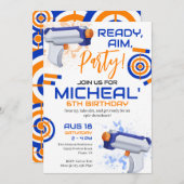 Dart Gun Birthday Party Kaart (Voorkant / Achterkant)