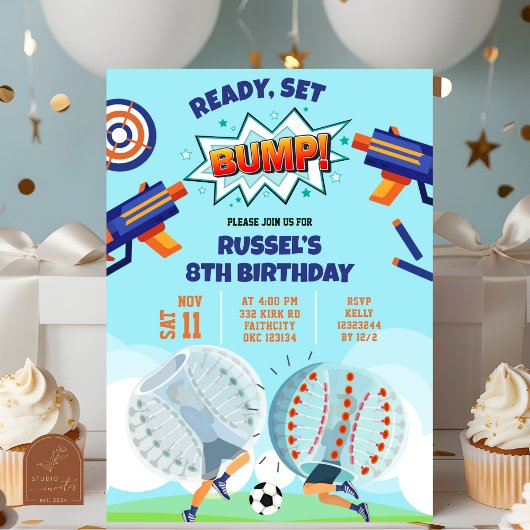 Dart Gun en Bubble Voetbal Verjaardag Kaart