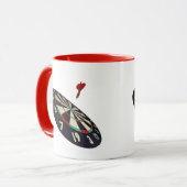 Dart in vlucht naar Bullseye Mok (Voorkant links)