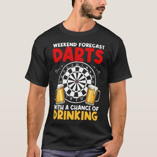 Dart League Weekend Forecast Darts met kans op ver T-shirt (Voorkant)