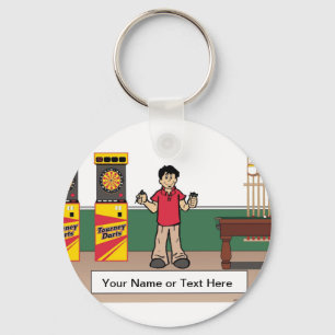 Dart Lover - Mannelijke Cartoon door PrintedPerfec Sleutelhanger