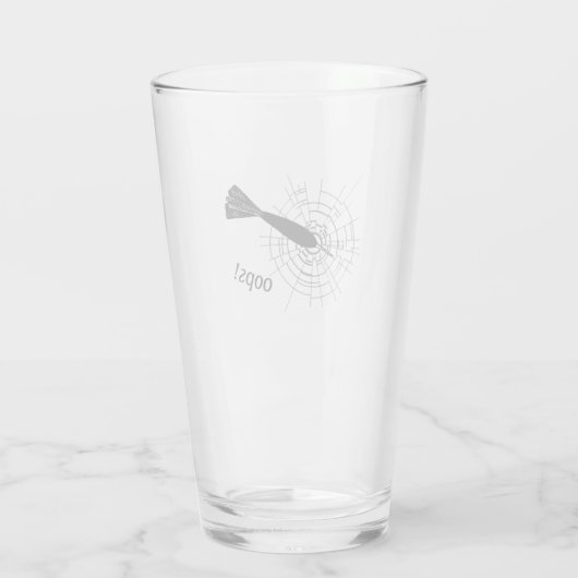 Dart Oops Missed Cracked Broken Glas (Achterkant)