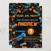 Dart Party Birthday Invitation | Dart-Pistool Kaart (Voorkant / Achterkant)