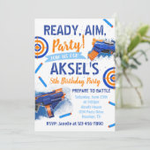 Dart Party Birthday Invitation | Dart-Pistool Kaart (Staand voorkant)