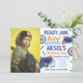 Dart Party Birthday Invitation | Foto-kunstuitnodi Kaart (Staand voorkant)