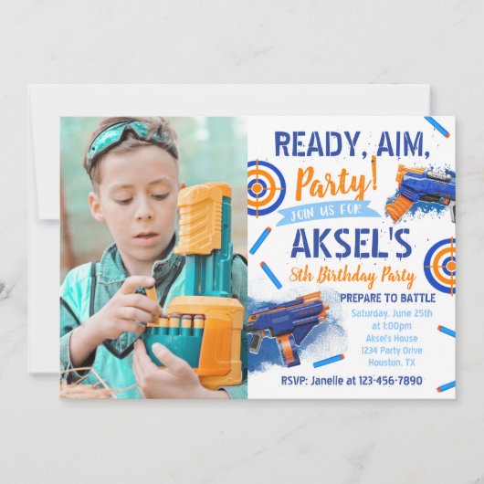 Dart Party Birthday Invitation | Foto-kunstuitnodi Kaart (Voorkant)