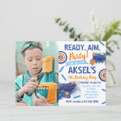 Dart Party Birthday Invitation | Foto-kunstuitnodi Kaart (Staand voorkant)